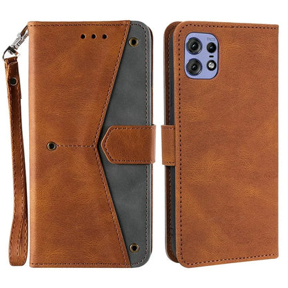For Motorola Edge 50 Pro 5G Case Splicing Stitching Leather Flip Protective Cover