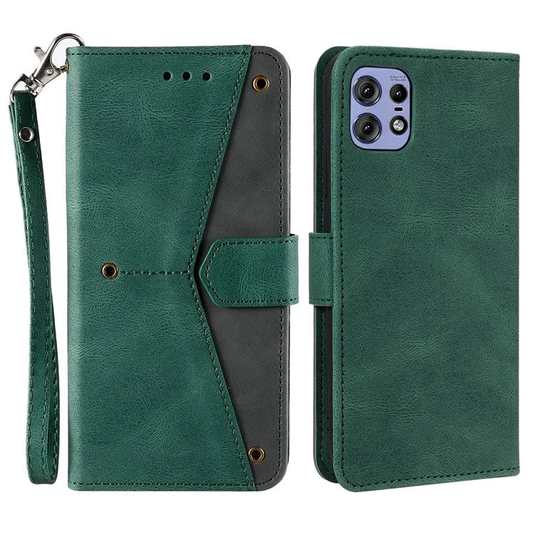 For Motorola Edge 50 Pro 5G Case Splicing Stitching Leather Flip Protective Cover