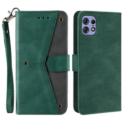 For Motorola Edge 50 Pro 5G Case Splicing Stitching Leather Flip Protective Cover