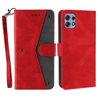 For Motorola Edge 50 Pro 5G Case Splicing Stitching Leather Flip Protective Cover