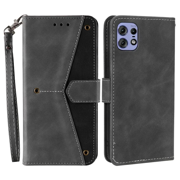 For Motorola Edge 50 Pro 5G Case Splicing Stitching Leather Flip Protective Cover