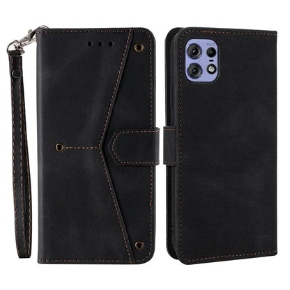 For Motorola Edge 50 Pro 5G Case Splicing Stitching Leather Flip Protective Cover