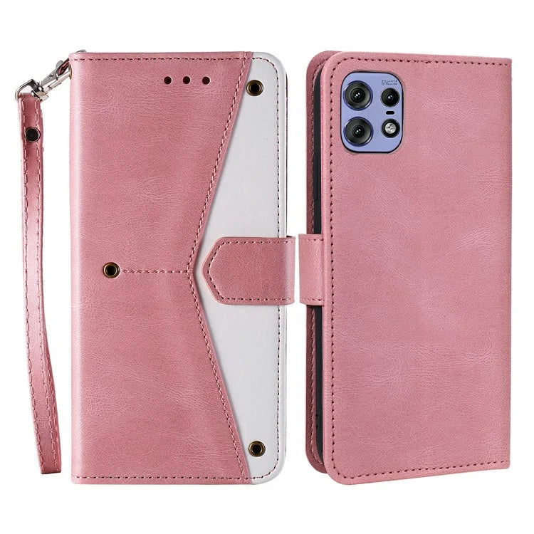 For Motorola Edge 50 Pro 5G Case Splicing Stitching Leather Flip Protective Cover