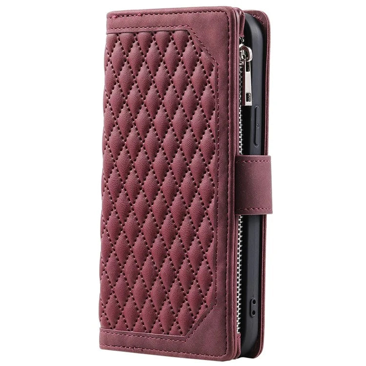 Style 005 For Honor 200 Lite Case Zipper Wallet Grid Leather Phone Cover