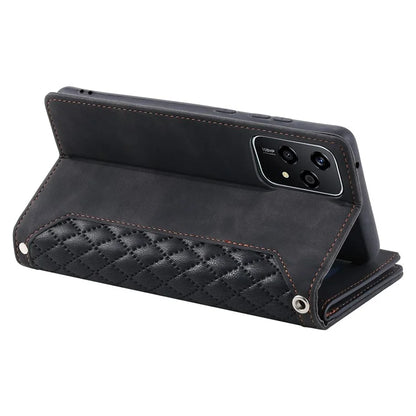 Style 005 For Honor 200 Lite Case Zipper Wallet Grid Leather Phone Cover