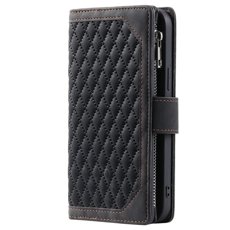 Style 005 For Honor 200 Lite Case Zipper Wallet Grid Leather Phone Cover