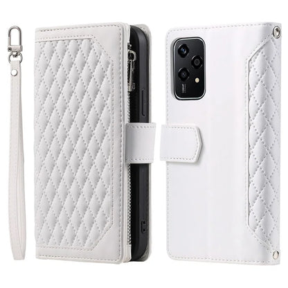 Style 005 For Honor 200 Lite Case Zipper Wallet Grid Leather Phone Cover