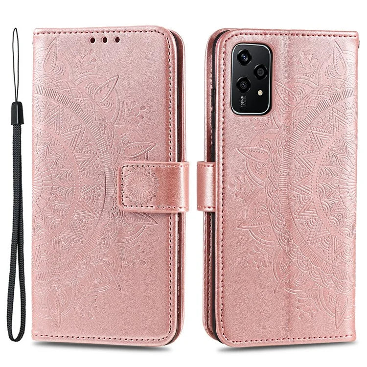 For Honor 200 Lite Case Flip Shockproof Leather Totem Wallet Phone Cover Gold