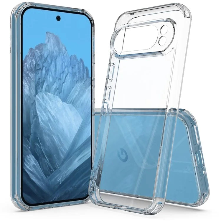 For Google Pixel 9 Pro Case TPU Frame Clear Acrylic Back Phone Cover Anti-Scratch