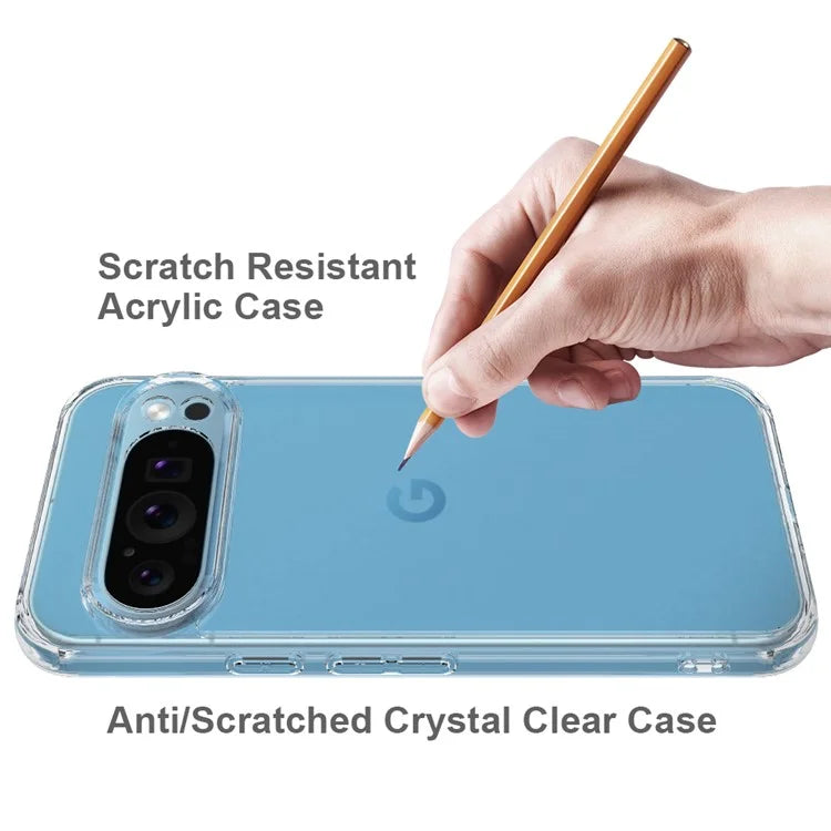 For Google Pixel 9 Pro Case TPU Frame Clear Acrylic Back Phone Cover Anti-Scratch