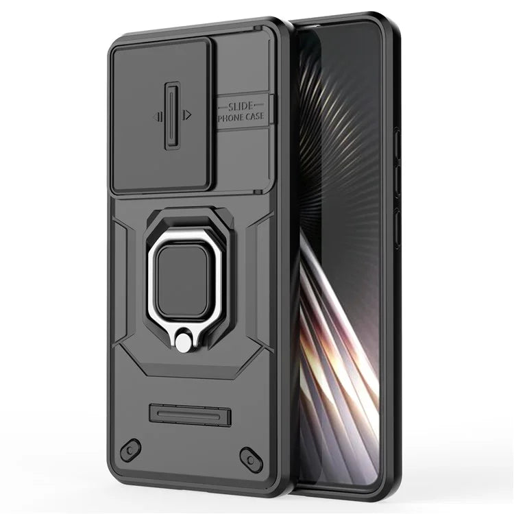 For Xiaomi Redmi Turbo 3 5G / Poco F6 5G Case Kickstand PC+TPU Phone Cover Sliding Lens Protection
