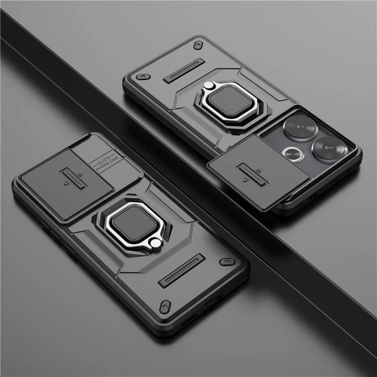For Xiaomi Redmi Turbo 3 5G / Poco F6 5G Case Kickstand PC+TPU Phone Cover Sliding Lens Protection