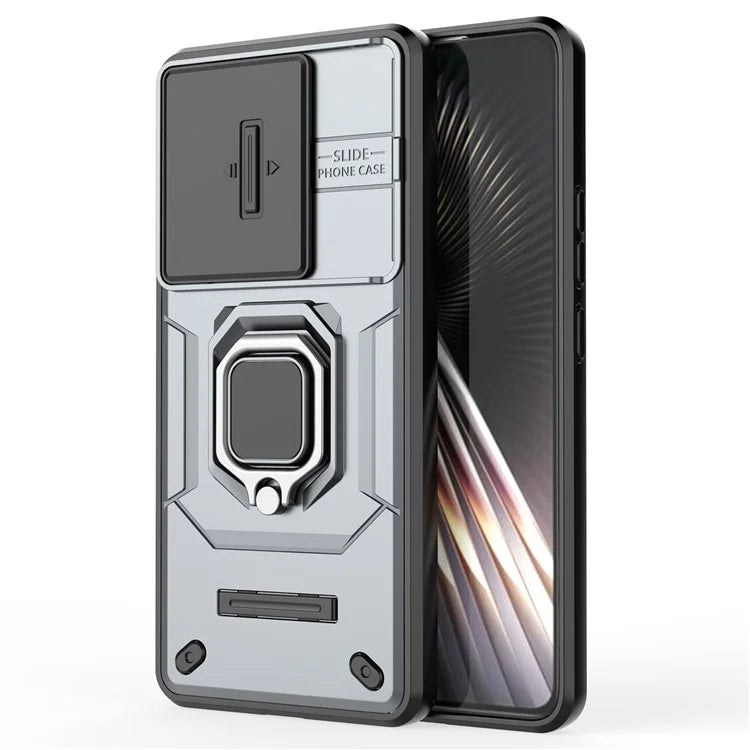 For Xiaomi Redmi Turbo 3 5G / Poco F6 5G Case Kickstand PC+TPU Phone Cover Sliding Lens Protection