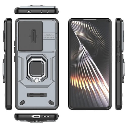 For Xiaomi Redmi Turbo 3 5G / Poco F6 5G Case Kickstand PC+TPU Phone Cover Sliding Lens Protection