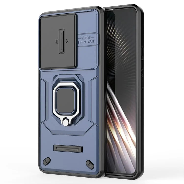 For Xiaomi Redmi Turbo 3 5G / Poco F6 5G Case Kickstand PC+TPU Phone Cover Sliding Lens Protection