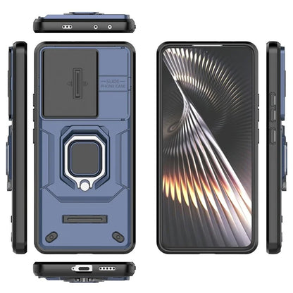 For Xiaomi Redmi Turbo 3 5G / Poco F6 5G Case Kickstand PC+TPU Phone Cover Sliding Lens Protection
