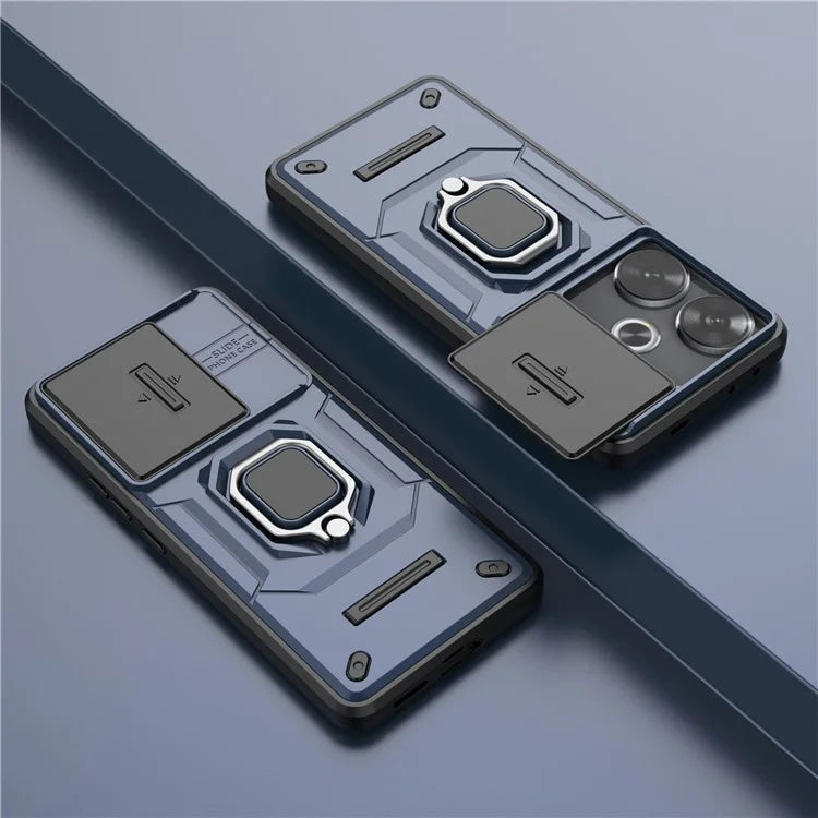 For Xiaomi Redmi Turbo 3 5G / Poco F6 5G Case Kickstand PC+TPU Phone Cover Sliding Lens Protection