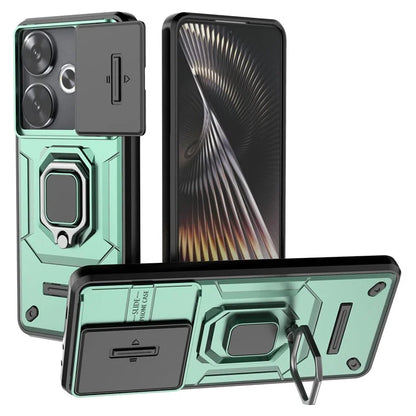For Xiaomi Redmi Turbo 3 5G / Poco F6 5G Case Kickstand PC+TPU Phone Cover Sliding Lens Protection