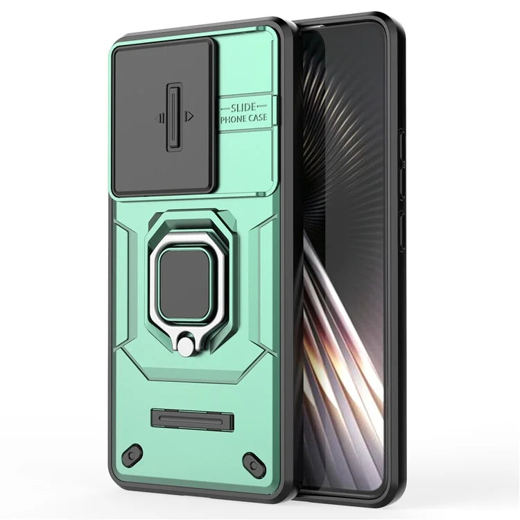 For Xiaomi Redmi Turbo 3 5G / Poco F6 5G Case Kickstand PC+TPU Phone Cover Sliding Lens Protection