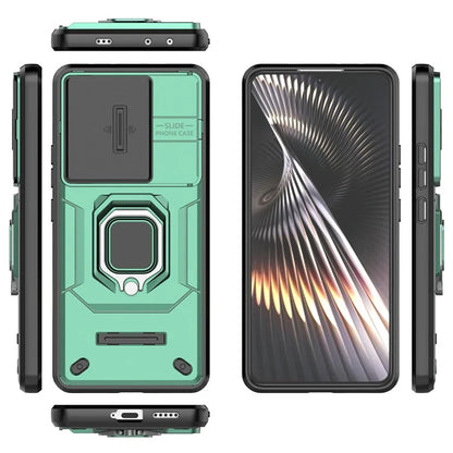 For Xiaomi Redmi Turbo 3 5G / Poco F6 5G Case Kickstand PC+TPU Phone Cover Sliding Lens Protection