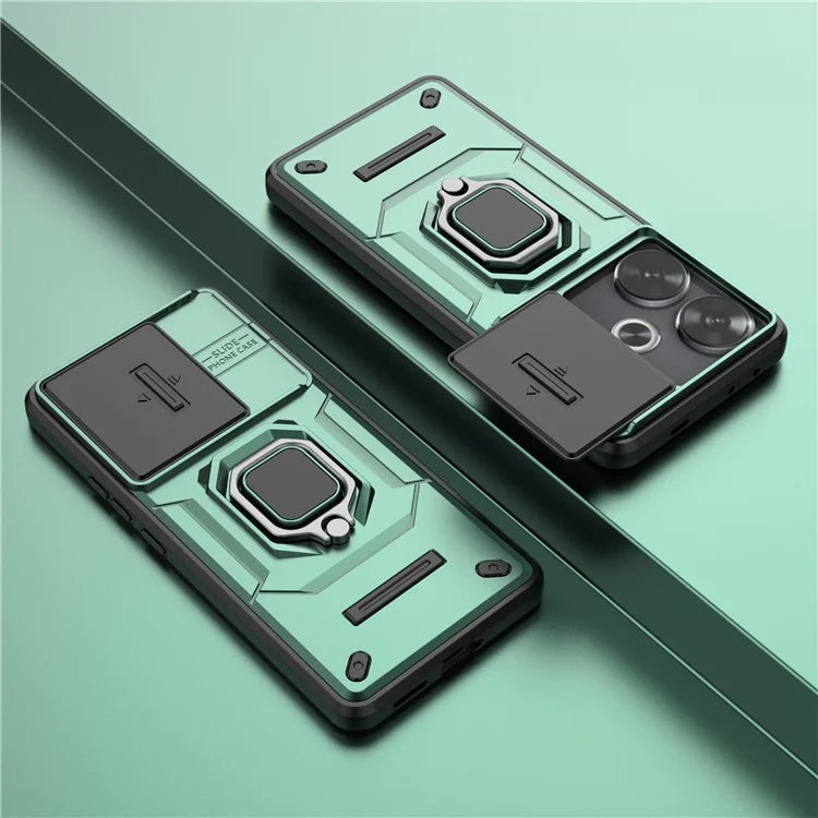 For Xiaomi Redmi Turbo 3 5G / Poco F6 5G Case Kickstand PC+TPU Phone Cover Sliding Lens Protection