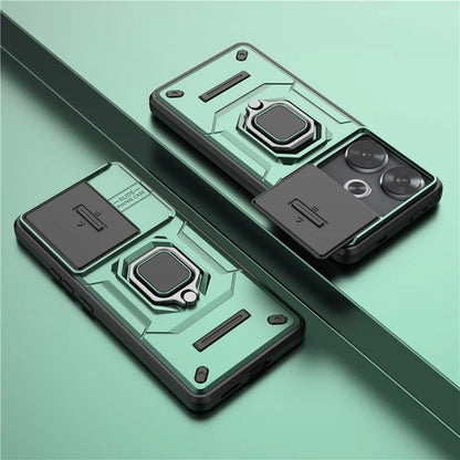 For Xiaomi Redmi Turbo 3 5G / Poco F6 5G Case Kickstand PC+TPU Phone Cover Sliding Lens Protection