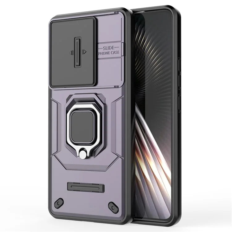 For Xiaomi Redmi Turbo 3 5G / Poco F6 5G Case Kickstand PC+TPU Phone Cover Sliding Lens Protection