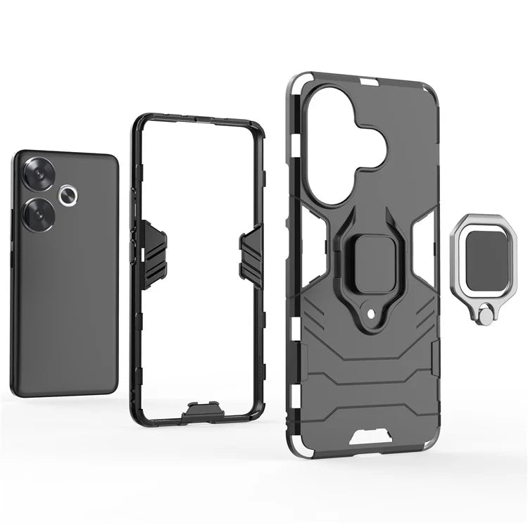 For Xiaomi Redmi Turbo 3 5G / Poco F6 5G Case Ring Holder Kickstand PC+TPU Phone Cover