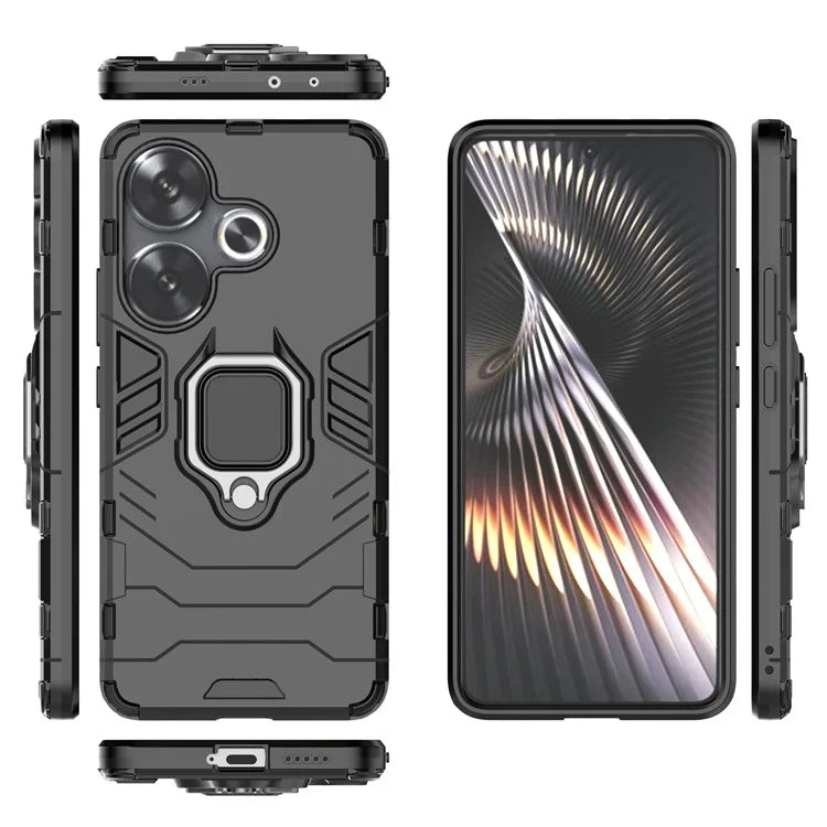 For Xiaomi Redmi Turbo 3 5G / Poco F6 5G Case Ring Holder Kickstand PC+TPU Phone Cover