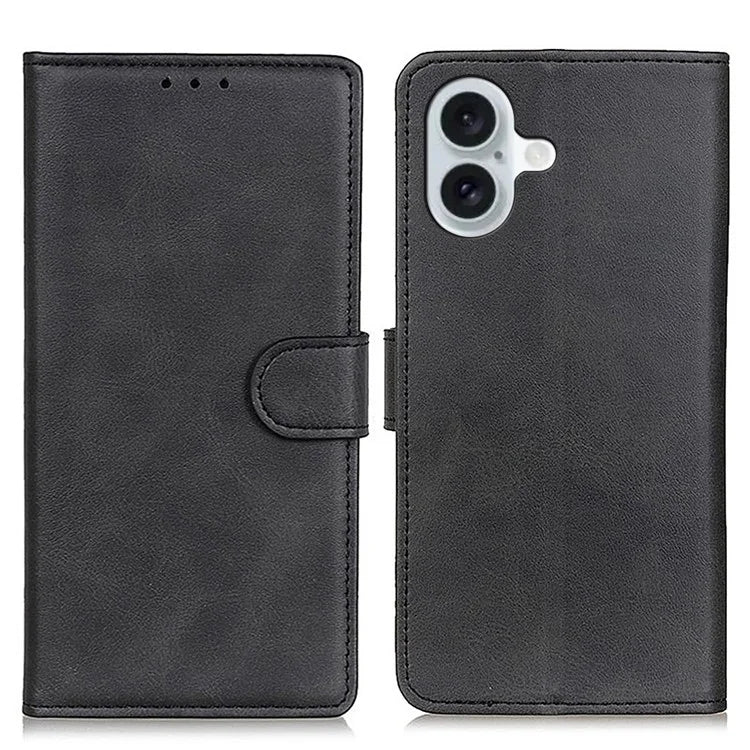 For iPhone 16 Plus Case Card Slots Wallet Cowhide Texture Leather Flip Phone Cover