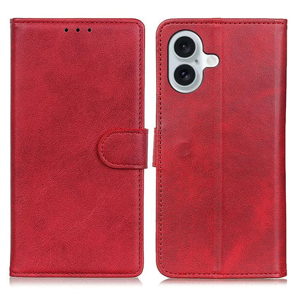 For iPhone 16 Plus Case Card Slots Wallet Cowhide Texture Leather Flip Phone Cover