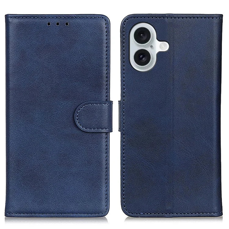For iPhone 16 Plus Case Card Slots Wallet Cowhide Texture Leather Flip Phone Cover