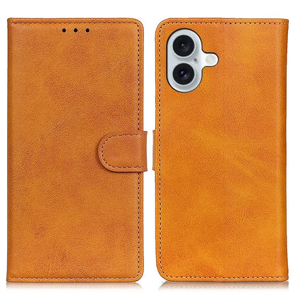For iPhone 16 Plus Case Card Slots Wallet Cowhide Texture Leather Flip Phone Cover