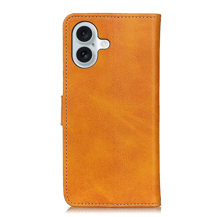 For iPhone 16 Plus Case Card Slots Wallet Cowhide Texture Leather Flip Phone Cover
