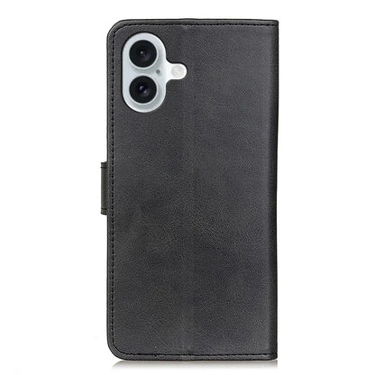 For iPhone 16 Wallet Case Cowhide Texture Anti-Scratch Leather Phone Cover