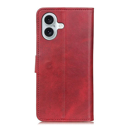 For iPhone 16 Wallet Case Cowhide Texture Anti-Scratch Leather Phone Cover