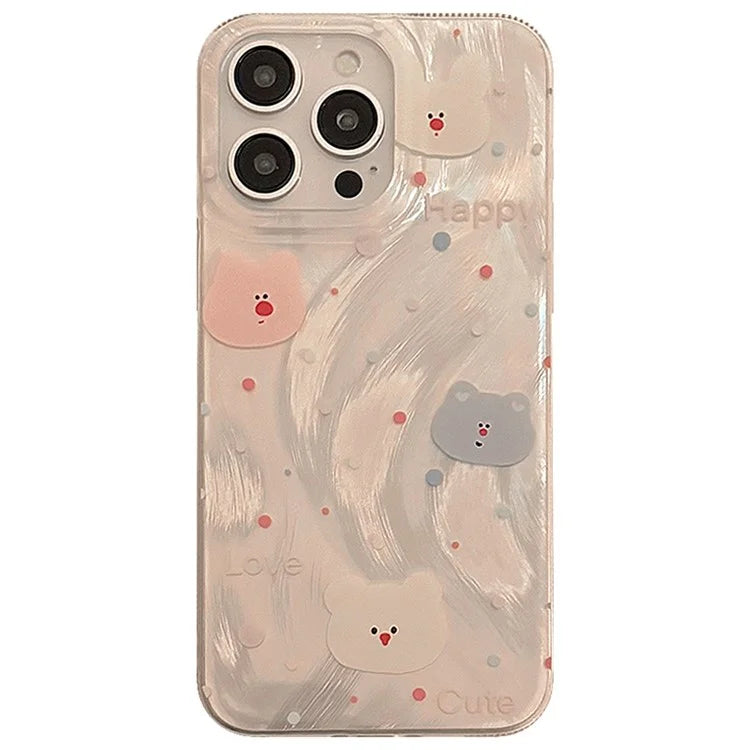 For iPhone 15 Pro TPU Case Bear Pattern Protective Phone Cover