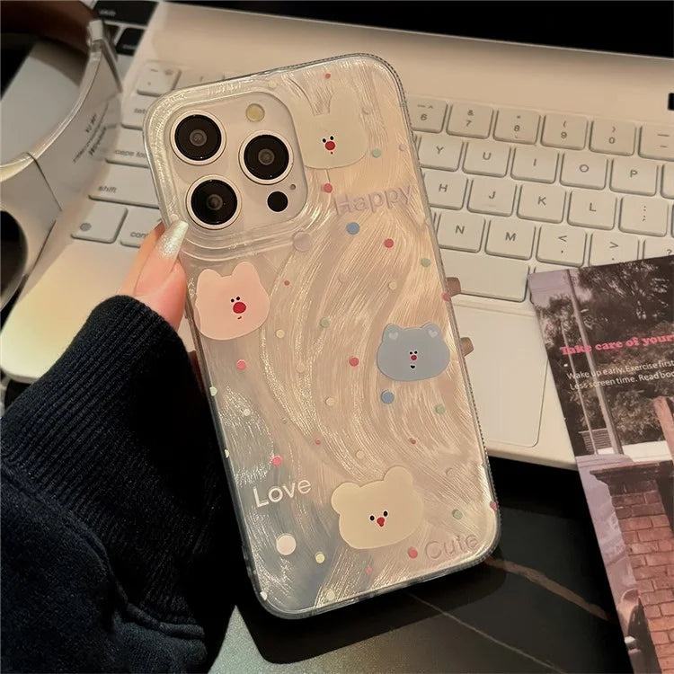 For iPhone 15 Pro TPU Case Bear Pattern Protective Phone Cover
