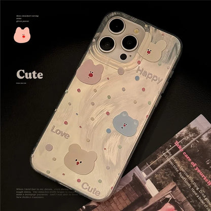 For iPhone 15 Pro TPU Case Bear Pattern Protective Phone Cover