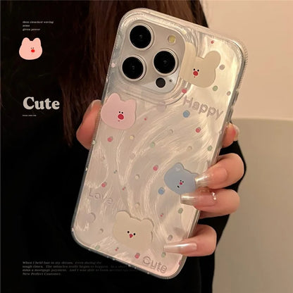 For iPhone 15 Pro Max TPU Case Bear Pattern Printing Mobile Phone Cover