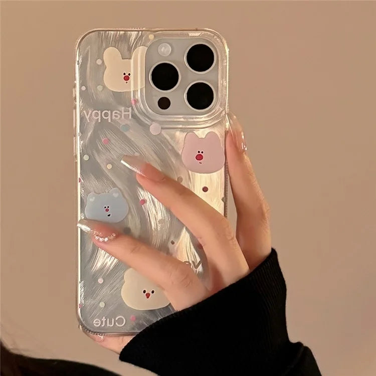For iPhone 15 Pro Max TPU Case Bear Pattern Printing Mobile Phone Cover