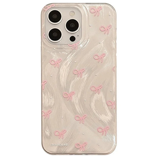 For iPhone 14 Pro Max Case Pink Bow Printing Flexible TPU Phone Cover