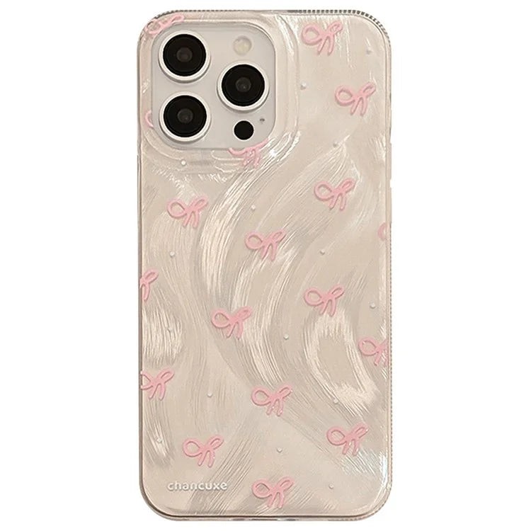 For iPhone 15 Pro Slim Case Bow Pattern Print Soft TPU Phone Cover