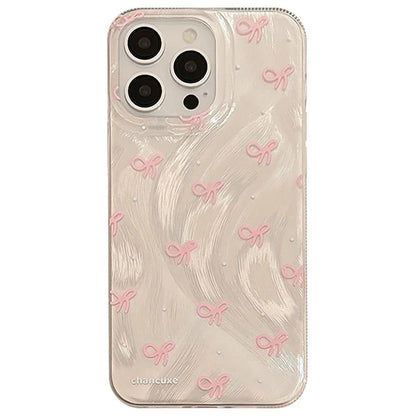 For iPhone 15 Pro Slim Case Bow Pattern Print Soft TPU Phone Cover