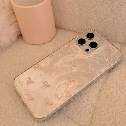 For iPhone 15 Pro Slim Case Bow Pattern Print Soft TPU Phone Cover