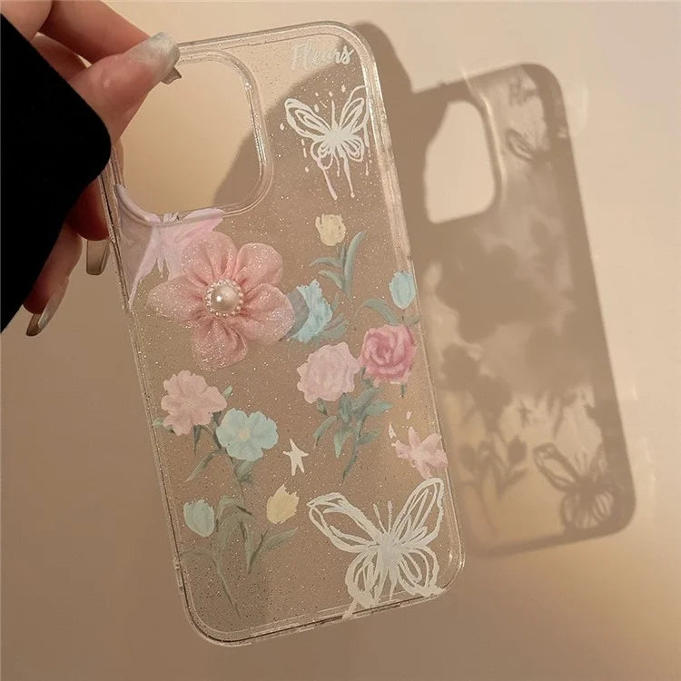 For iPhone 14 Pro TPU Case 3D Rose Flower Pattern Print Phone Cover