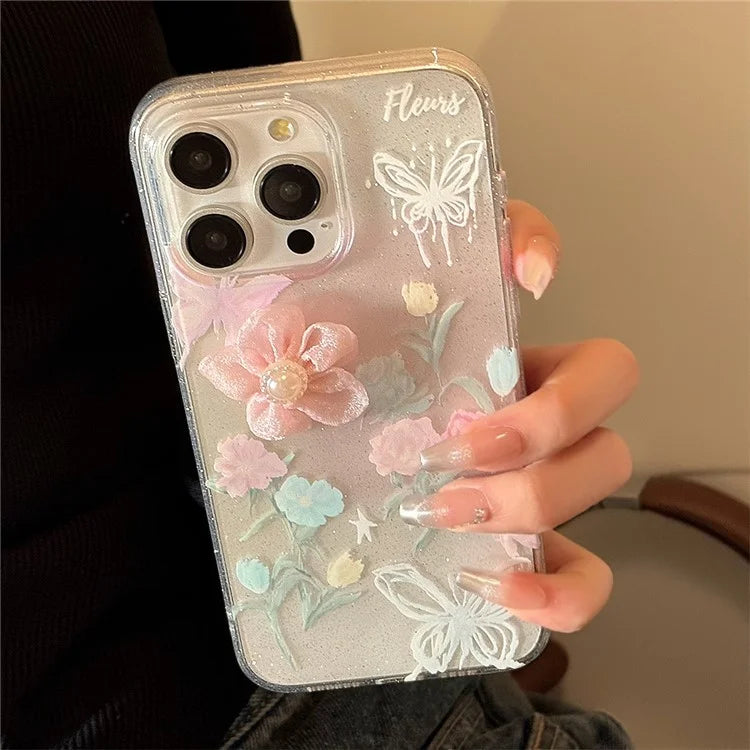 For iPhone 14 Pro TPU Case 3D Rose Flower Pattern Print Phone Cover