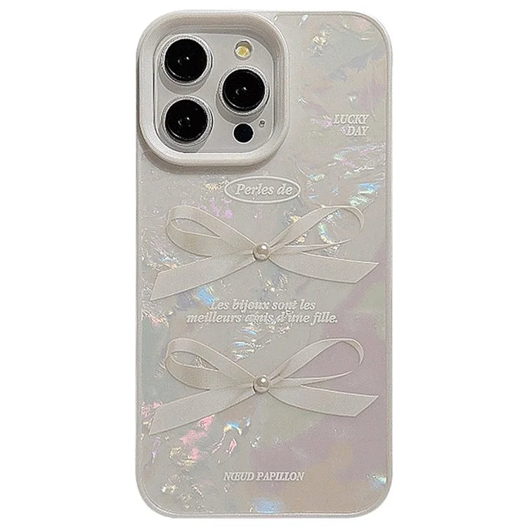 For iPhone 14 Pro Max Case with Pearl Decor Seashell Pattern Soft TPU Phone Cover