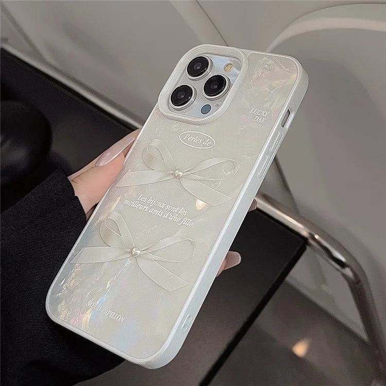For iPhone 14 Pro Max Case with Pearl Decor Seashell Pattern Soft TPU Phone Cover
