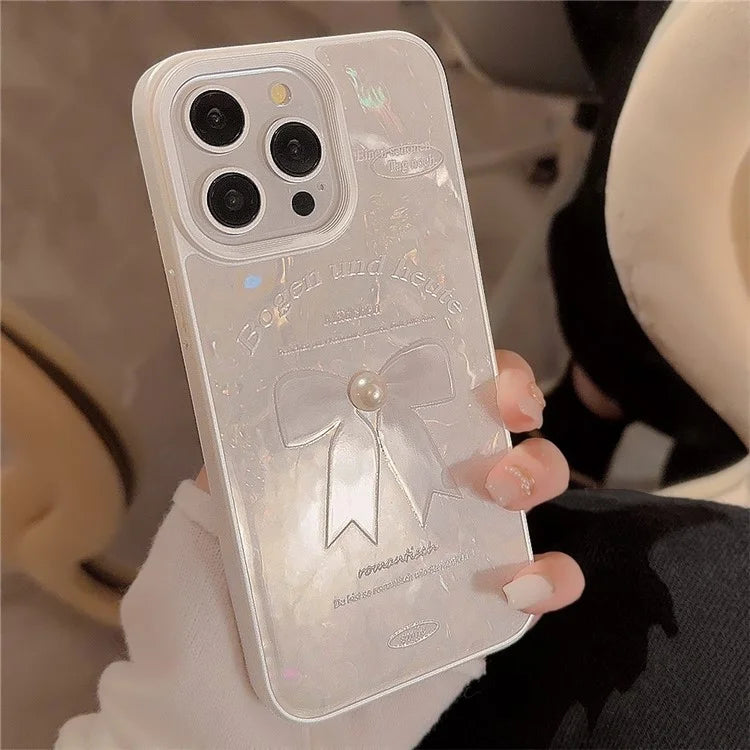 For iPhone 14 Pro Max Case with Pearl Decor Seashell Pattern Soft TPU Phone Cover
